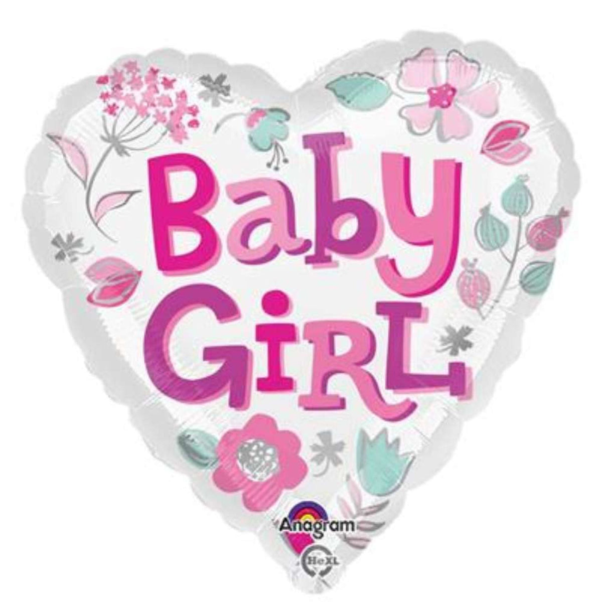Baby Girl Heart 18" Foil Balloon with Helium