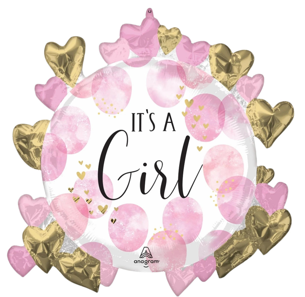Baby Girl Pink Watercolour 30" Supershape Foil Balloon with Helium