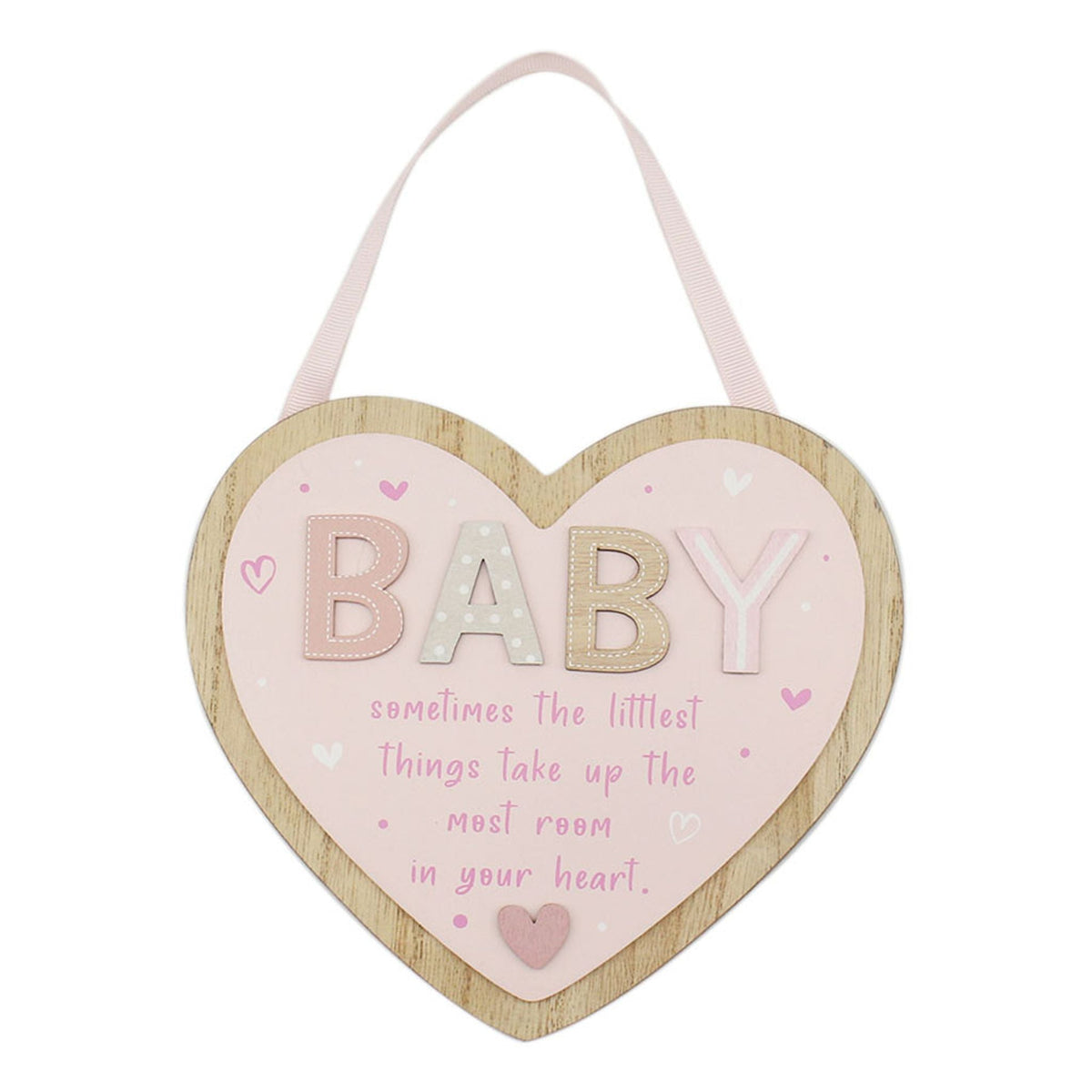 Pink Baby Hanging Heart Plaque