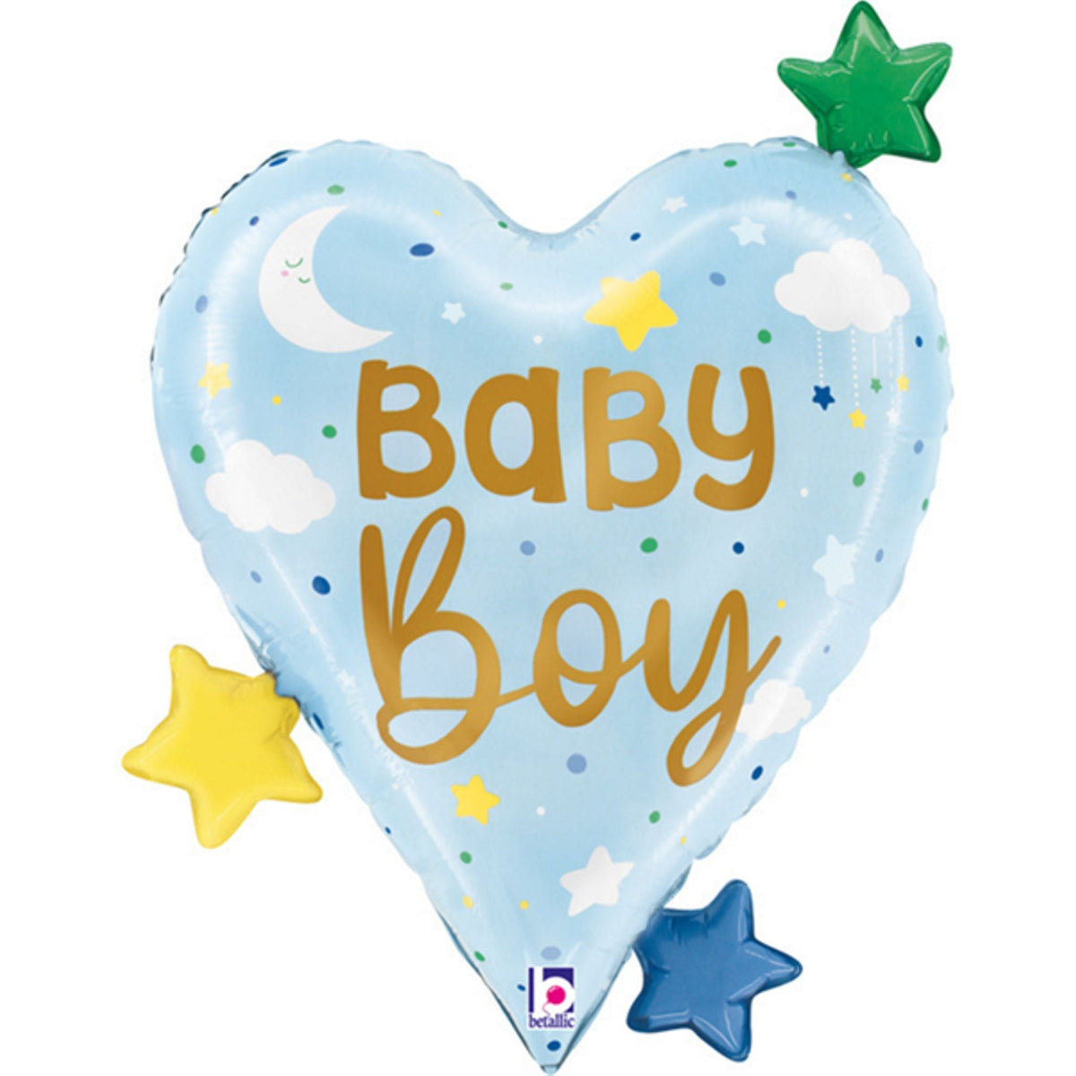 Baby Boy Heart Stars 25" Foil Balloon with Helium