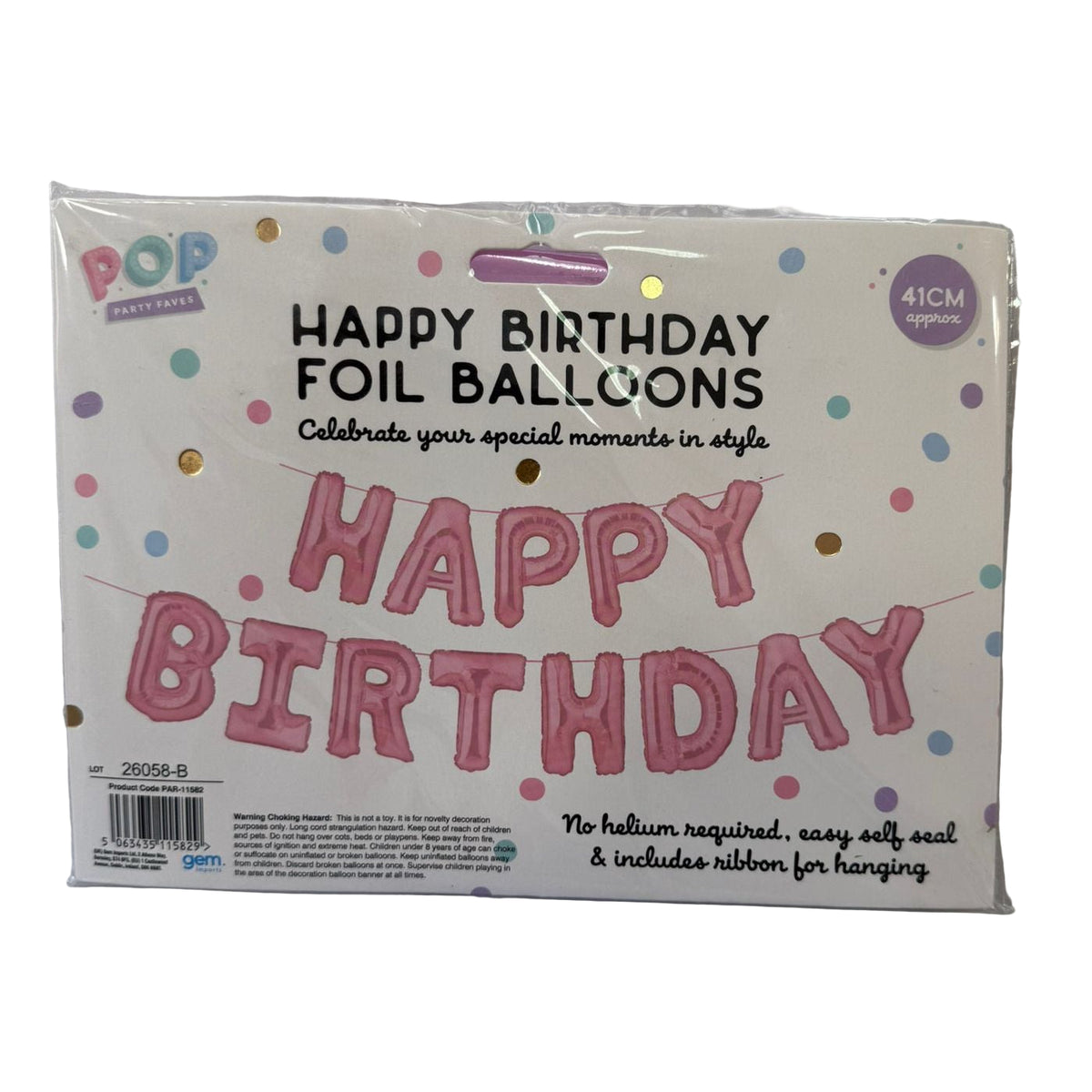 Happy Birthday Foil Balloons 41cm Pastel Pink