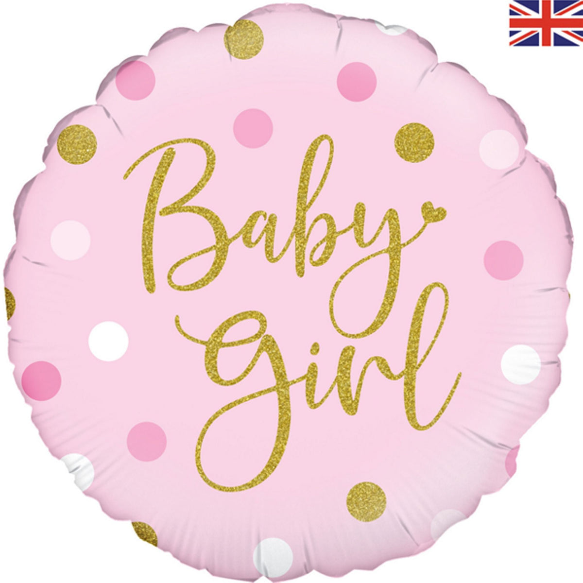 Sparkling Pink Baby Girl Dots 18" Foil Balloon with Helium