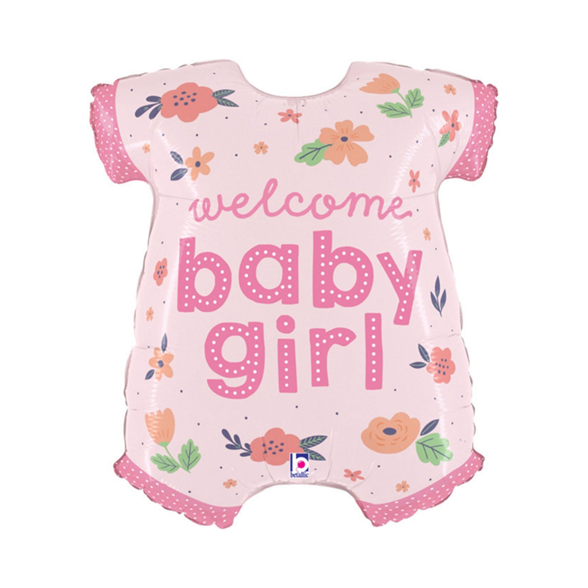 Welcome Baby Girl Pink Baby Vest 31" Foil Balloon with Helium