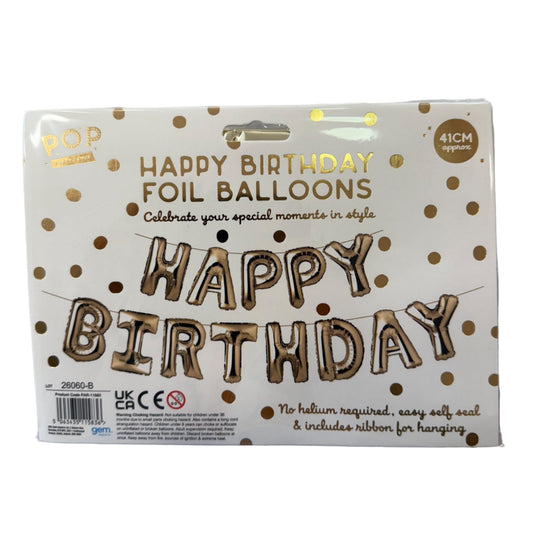 Happy Birthday Foil Balloons 41cm Gold