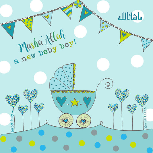 Masha'Allah Baby Boy New Baby Card