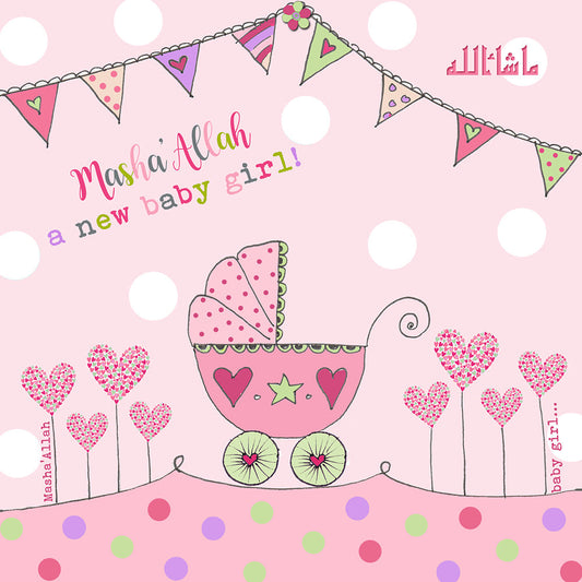 Masha'Allah Baby Girl New Baby Card