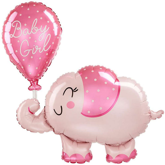 Baby Girl Elephant 29" Supershape Foil Balloon with Helium