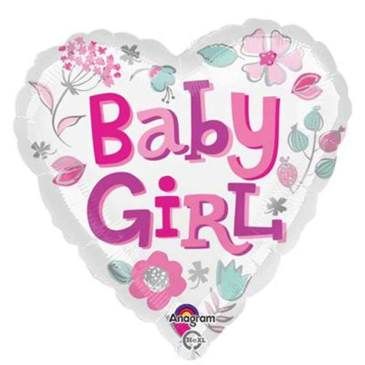 Baby Girl Heart 18" Foil Balloon with Helium