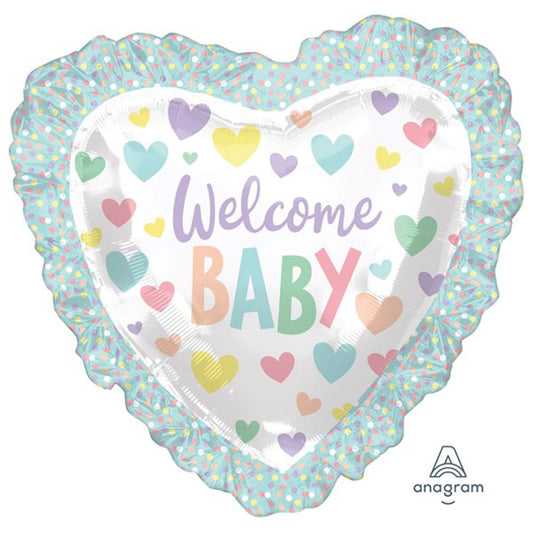 Baby Ruffle Heart 28" Foil Balloon with Helium