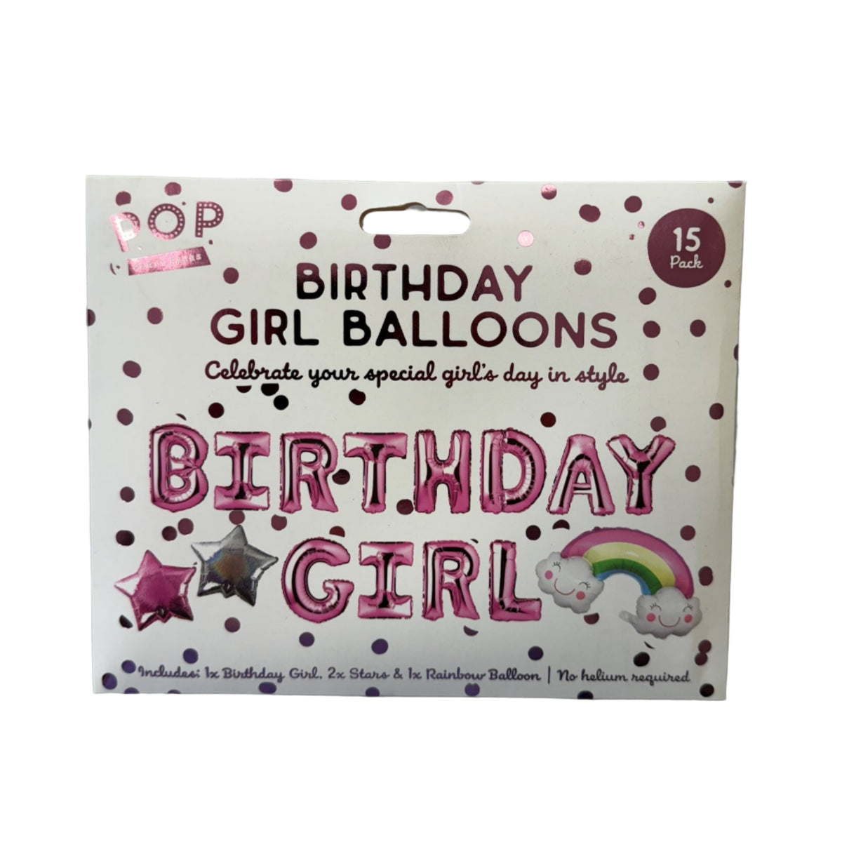 Birthday Girl Foil Balloons Pack of 15