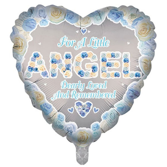 Blue Angel Memorial 18" Heart Foil Balloon with Helium