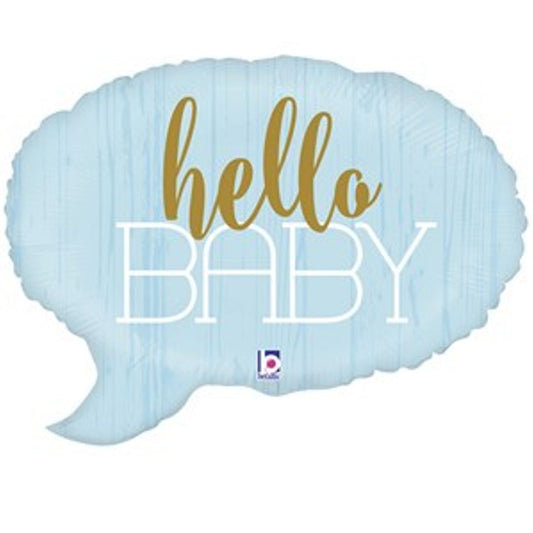 Blue Hello Baby 24" Foil Balloon with Helium