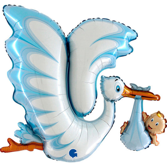 Blue Stork Baby Delivery 53" Foil Balloon with Helium