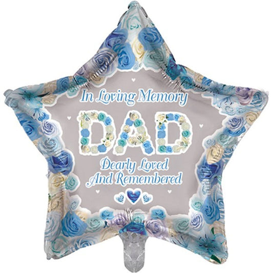 Dad Memorial 18" Star Shaped Foil Balloon with Helium