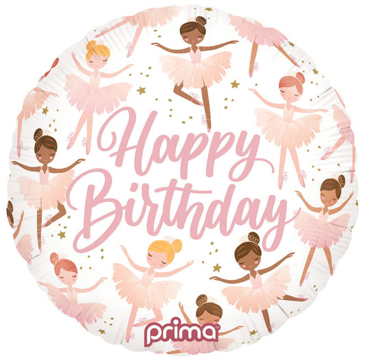 Ballerinas Birthday 18-inch Round Foil Balloon with Helium
