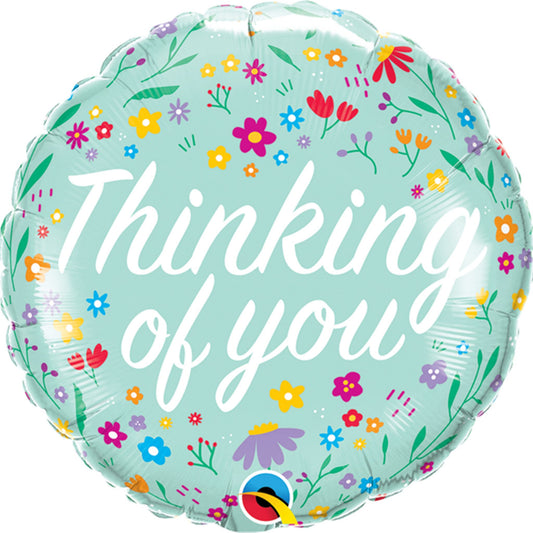 Thinking Of You Petite Floral 18" Foil Balloon with Helium