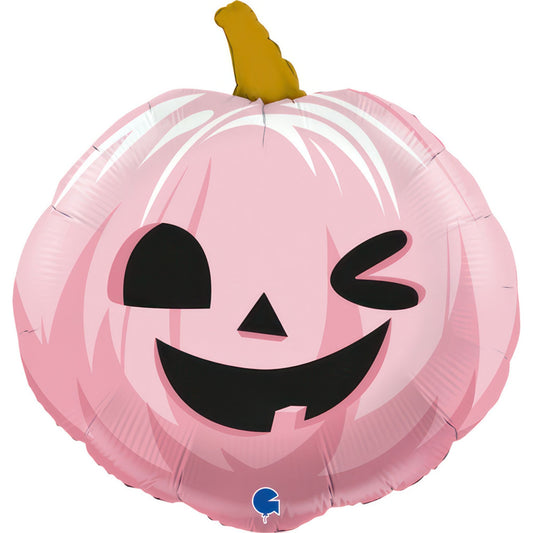 Funny Pumpkin Pink 22" Foil Balloon with Helium