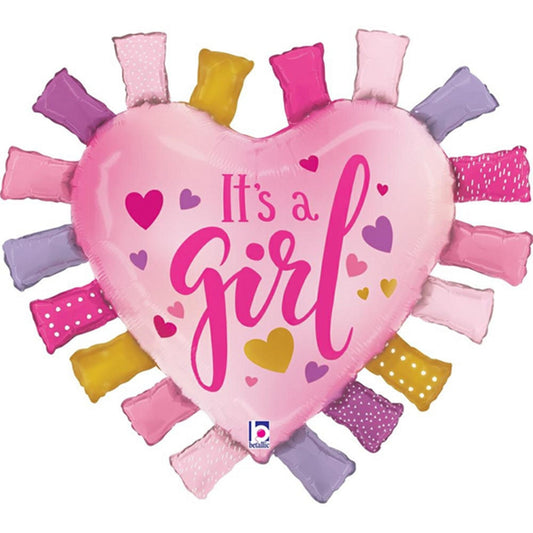 It's A Girl Heart 33" Foil Balloon with Helium