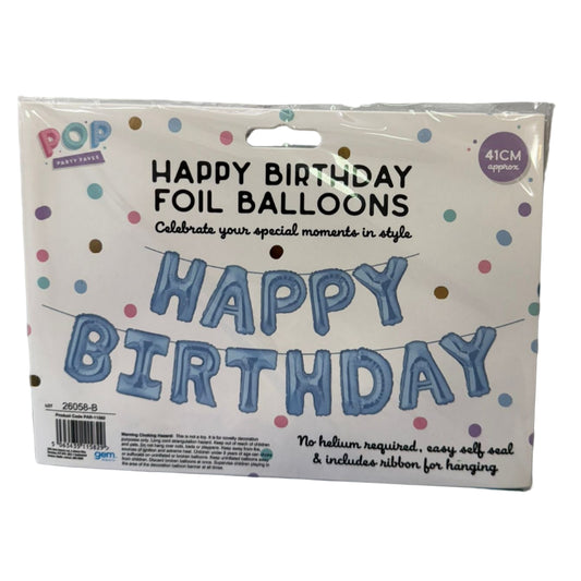 Happy Birthday Foil Balloons 41cm Pastel Blue