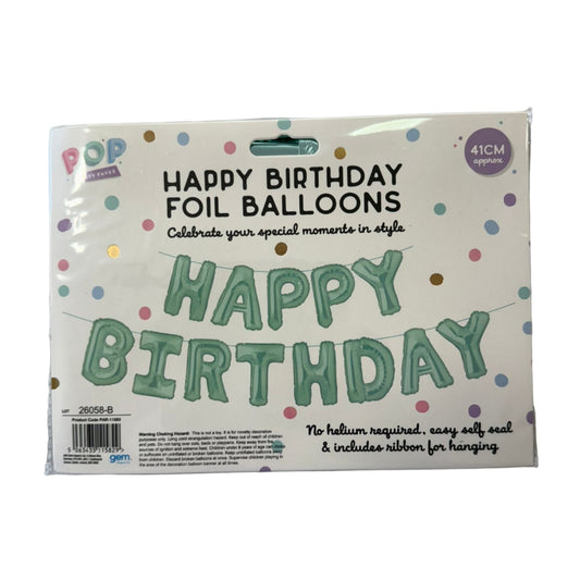 Happy Birthday Foil Balloons 41cm Pastel Green