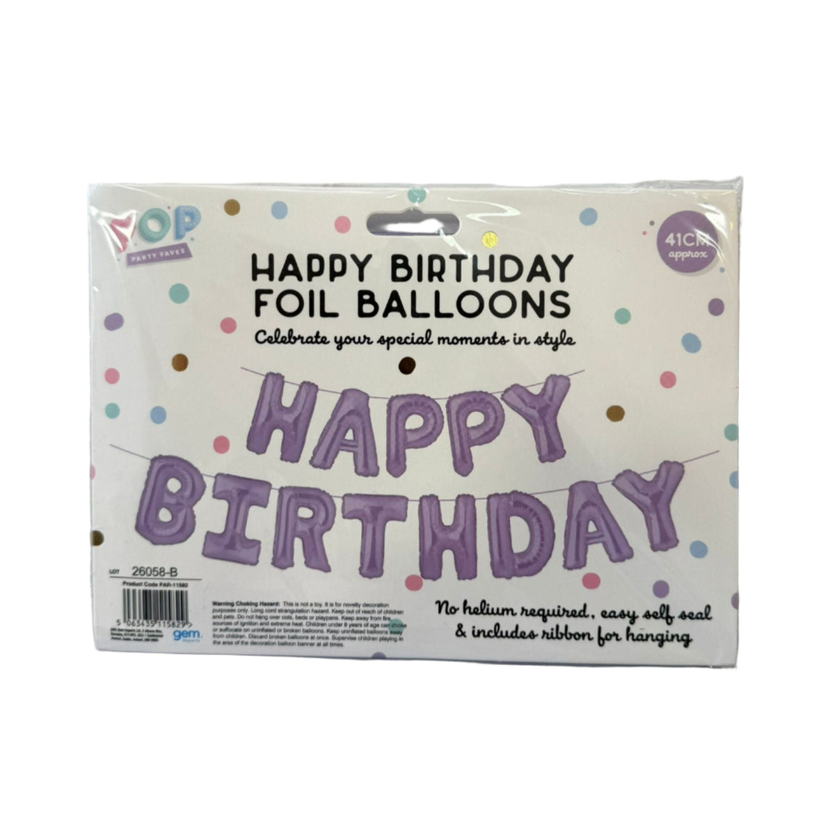 Happy Birthday Foil Balloons 41cm Pastel Lilac