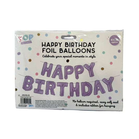 Happy Birthday Foil Balloons 41cm Pastel Lilac