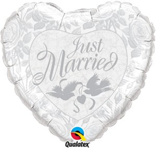 Heart Shaped Just Married 36" Foil Balloon with Helium