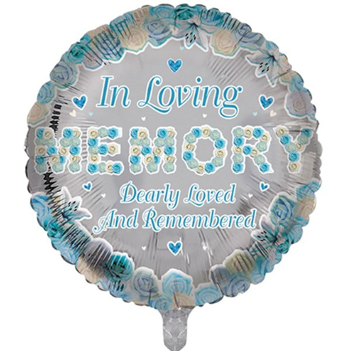 In Loving Memory Blue 18" Round Foil Balloon with Helium