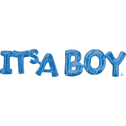 It's A Boy Blue 20" Phrase Foil Balloon with Helium