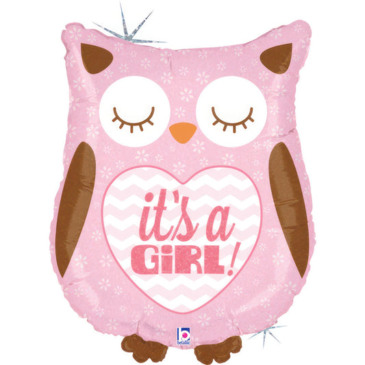 It's A Girl Owl 26" Foil Balloon with Helium