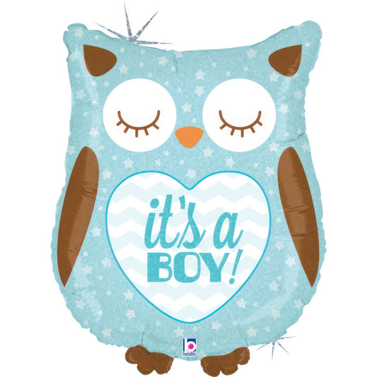 It's A Boy Owl 26" Foil Balloon with Helium