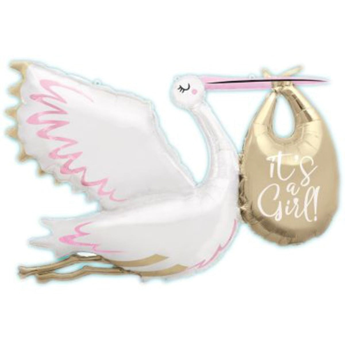 It's a Girl Stork 62" Jumbo Foil Balloon with Helium