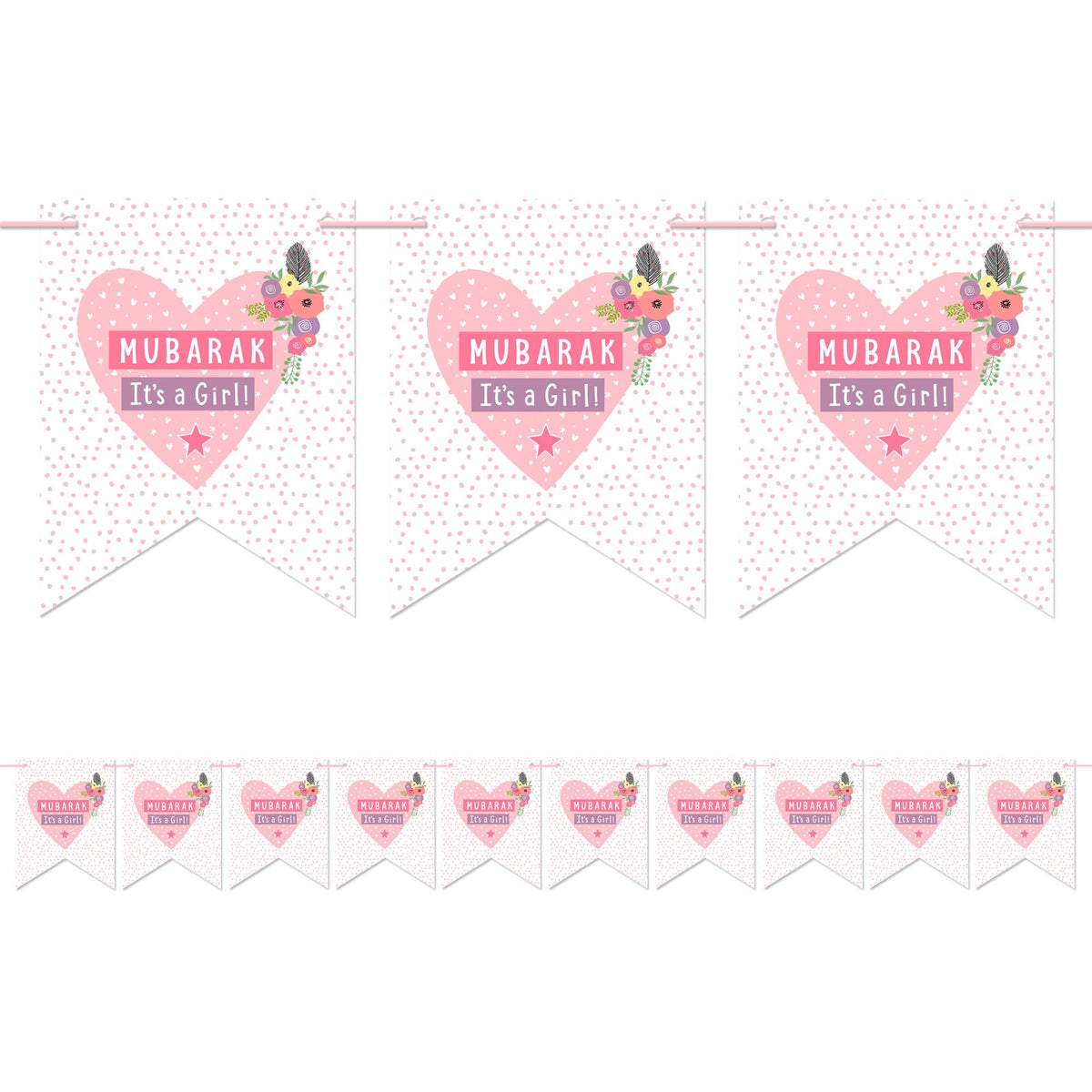 Mubarak It's A Girl Pennant Buntings