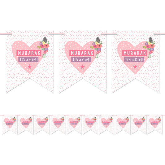 Mubarak It's A Girl Pennant Buntings
