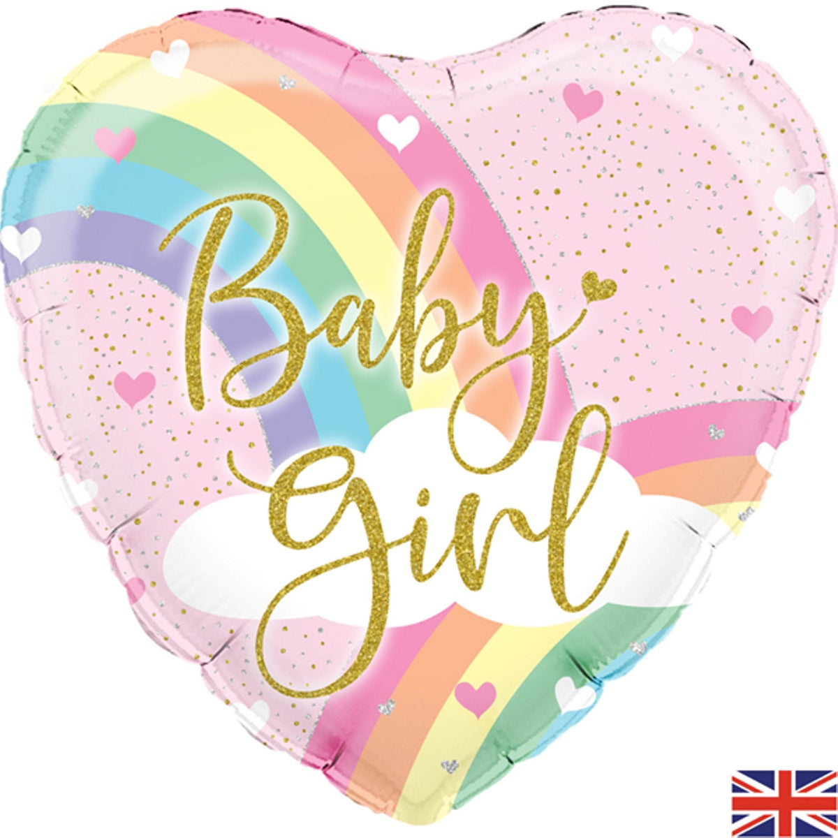Pastel Rainbow Baby Girl 18" Foil Balloon with Helium