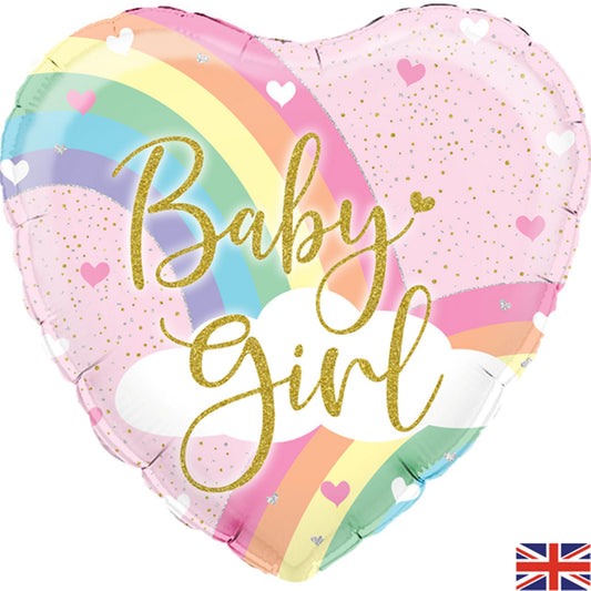 Pastel Rainbow Baby Girl 18" Foil Balloon with Helium