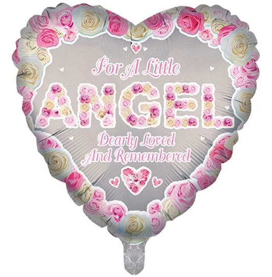 Pink Angel Memorial 18" Heart Foil Balloon with Helium