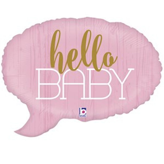Hello Baby 24" Pink Foil Balloon with Helium