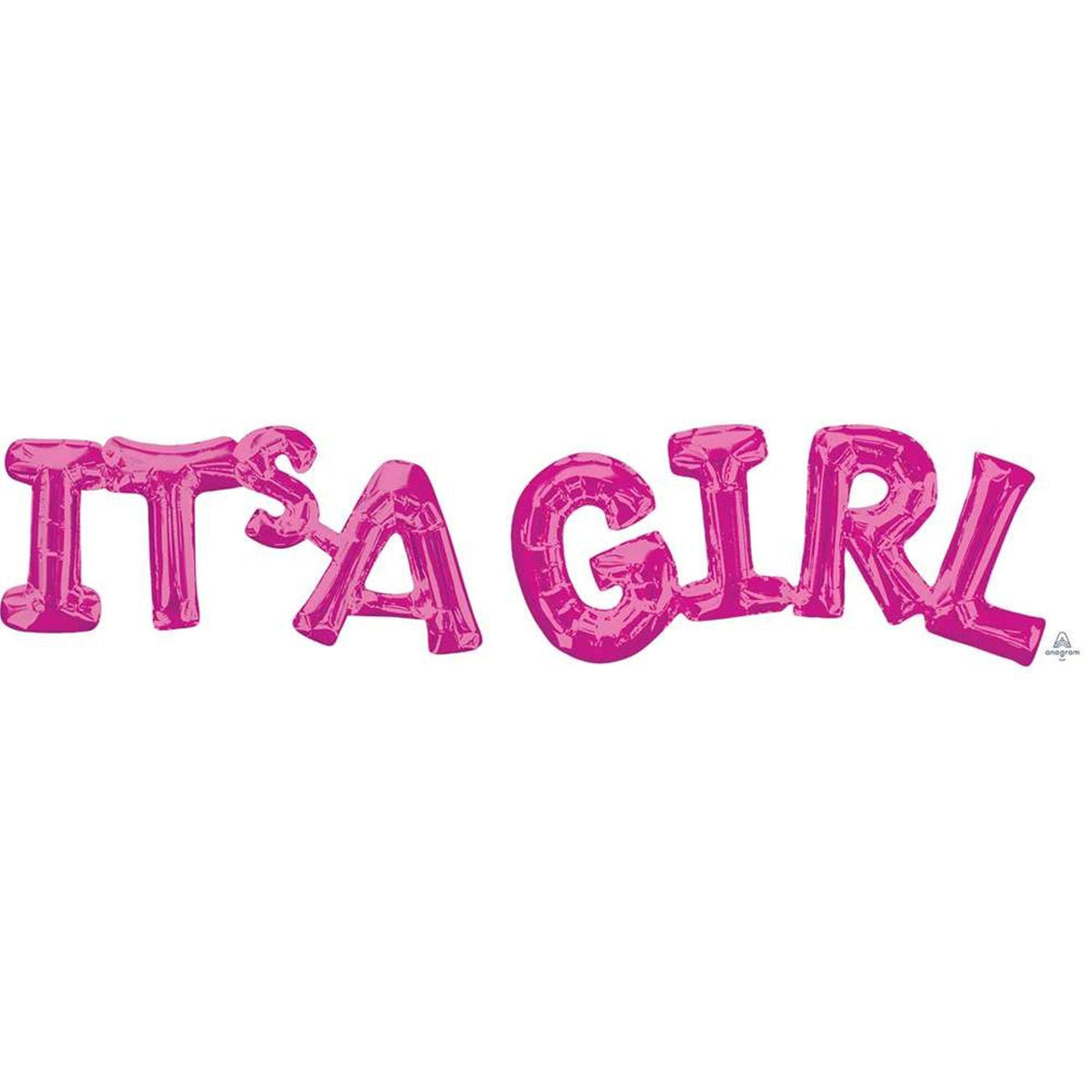 It's A Girl Phrase 22" Pink Foil Balloon with Helium