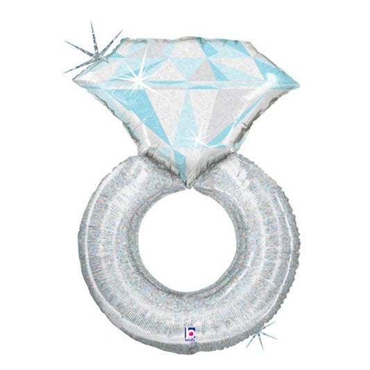Platinum Wedding Engagement Ring 38" Foil Balloon with Helium