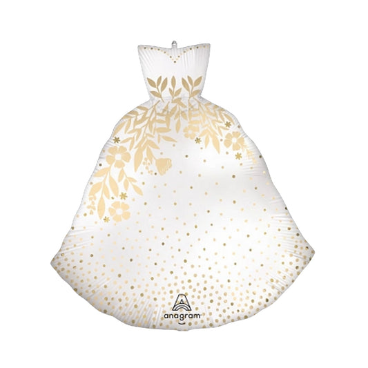 Satin Let's Toast Wedding Dress 29" Foil Balloon with Helium