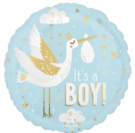 Satin Special Delivery Baby Boy 18" Round Foil Balloon with Helium
