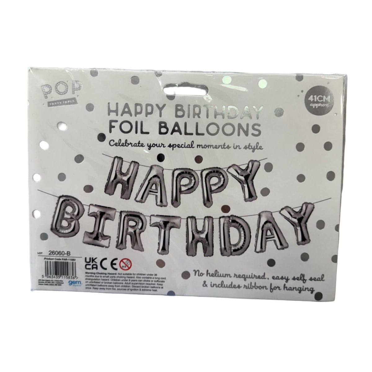 Happy Birthday Foil Balloons 41cm Silver